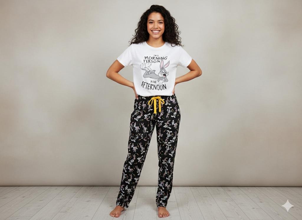 WhatsApp Image 2025-10-13 at 15.39.15 (6) Bunny Desenli Bayan pijama takımı - Görsel 1