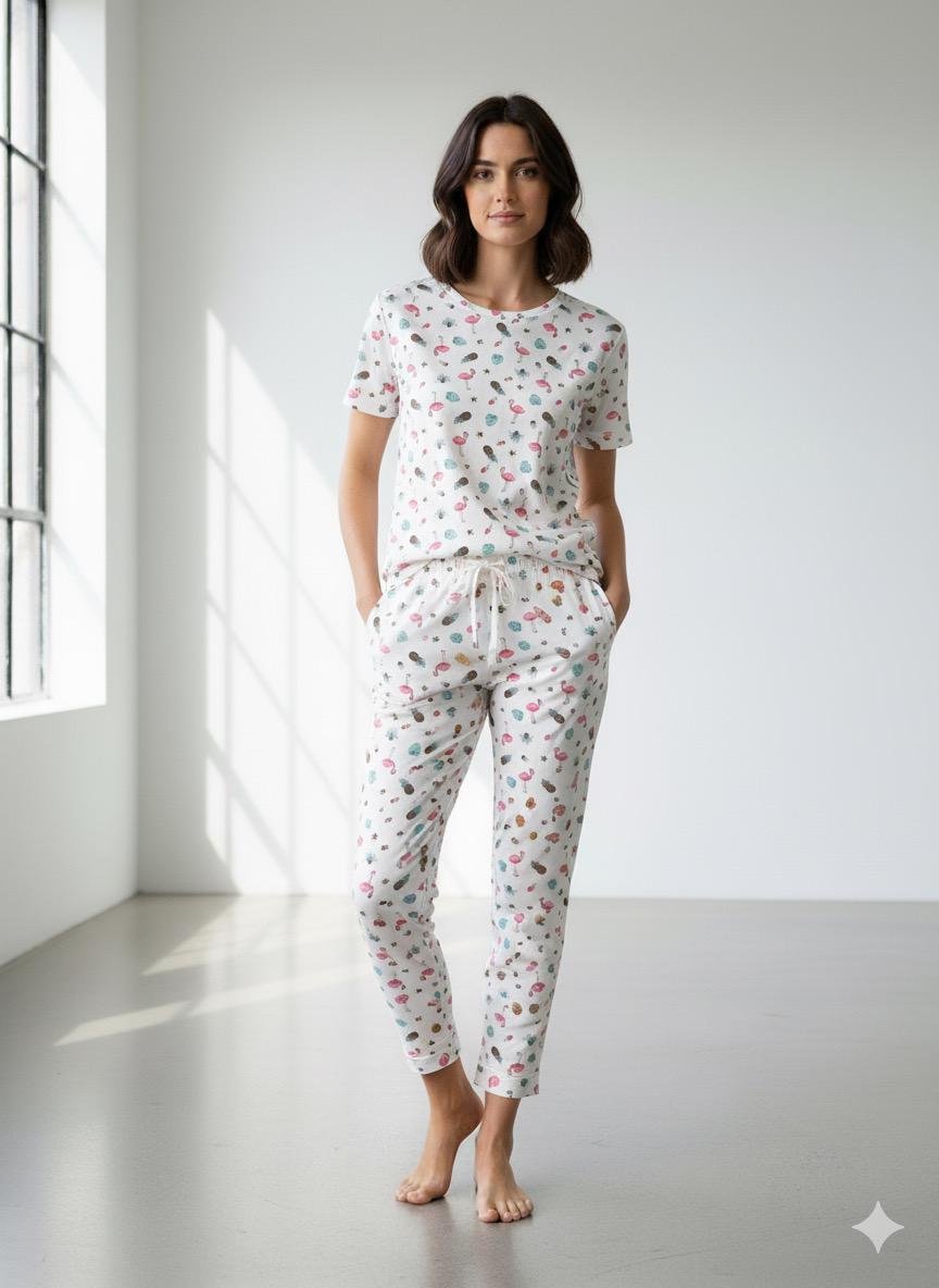 WhatsApp Image 2025-10-13 at 15.39.16 (3) Flamingo Desen Bayan Pijama Takımı - Görsel 1