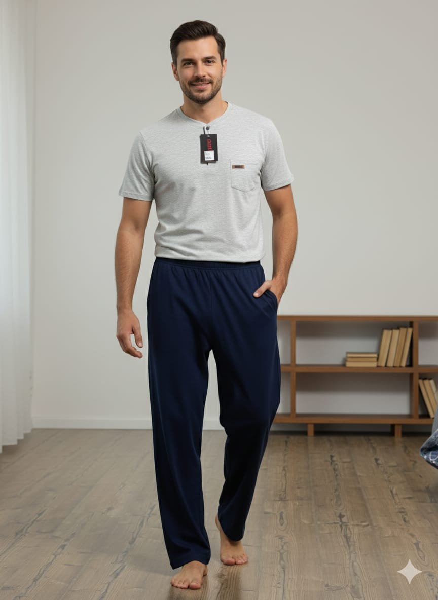 WhatsApp Image 2025-10-13 at 17.39.26 Erkek Gri Lacivert Pijama Takımı - Görsel 1