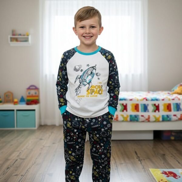 Erkek Çocuk Roket Desenli Pijama Takımı