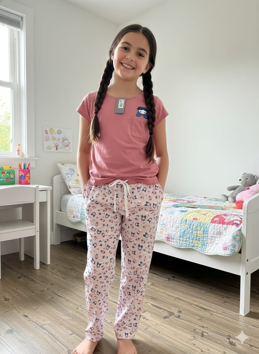 WhatsApp Image 2025-10-13 at 17.39.29 (1) Çocuk Matruşka desen Pijama Takımı - Görsel 1