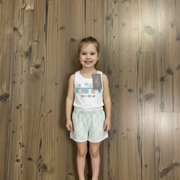 Kız Çocuk Beyaz Askılı Şortlu Pıjama