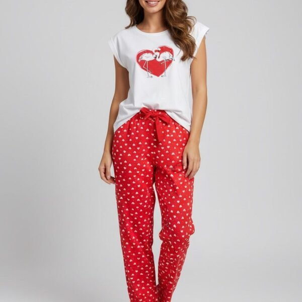 Bayan Flamingo Kırmızı Pijama Takımı