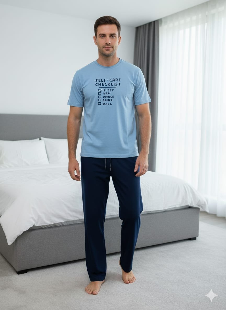 WhatsApp Image 2025-10-13 at 22.00.40 (19) Erkek Mavi Lacivert Pijama Takım - Görsel 1