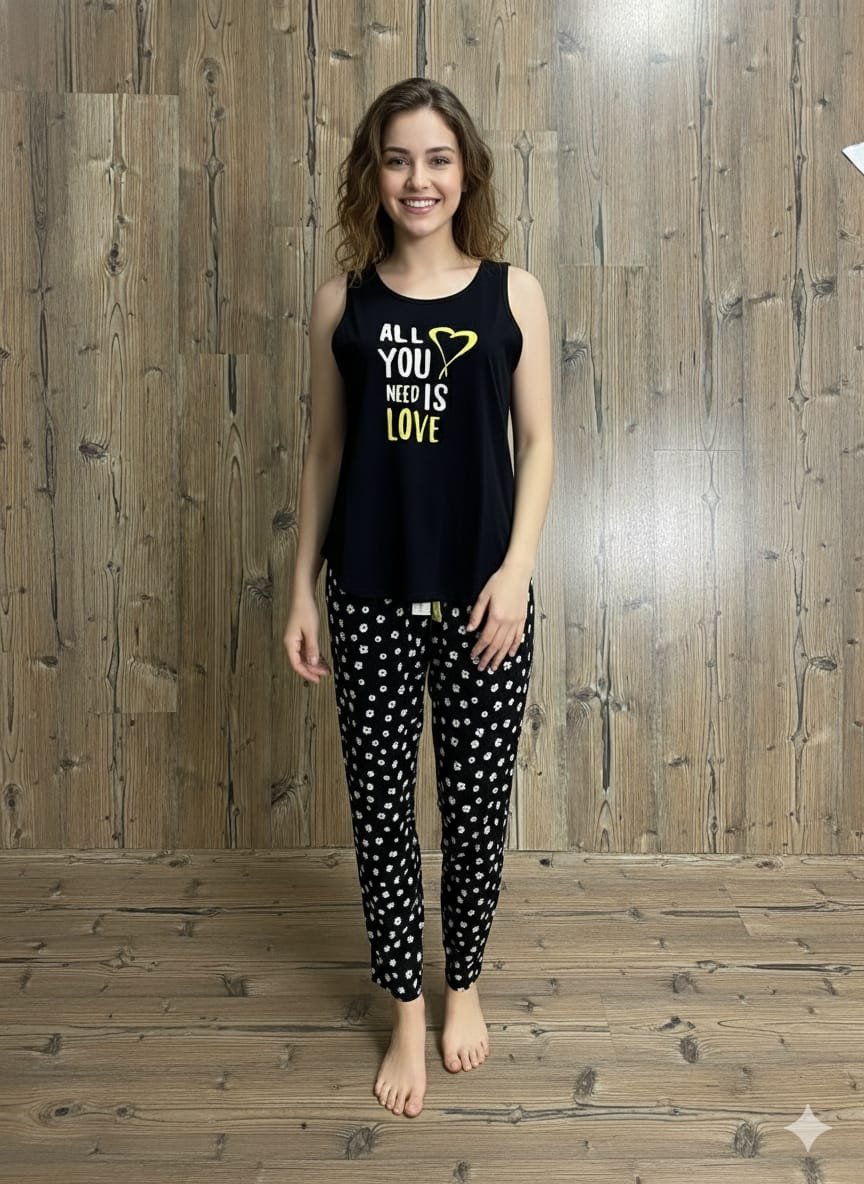 WhatsApp Image 2025-10-13 at 22.00.40 (3) Bayan Siyah Askılı Pijama Takımı - Görsel 1