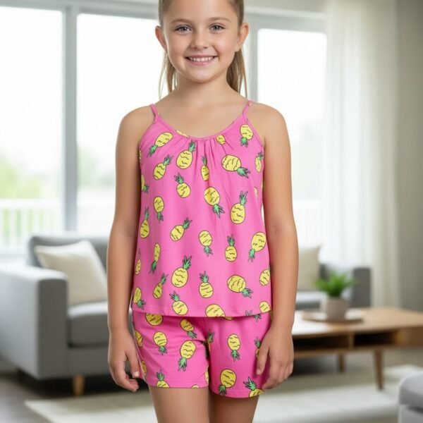 Kız Çocuk Pembe Ananaslı Pijama TAKIM