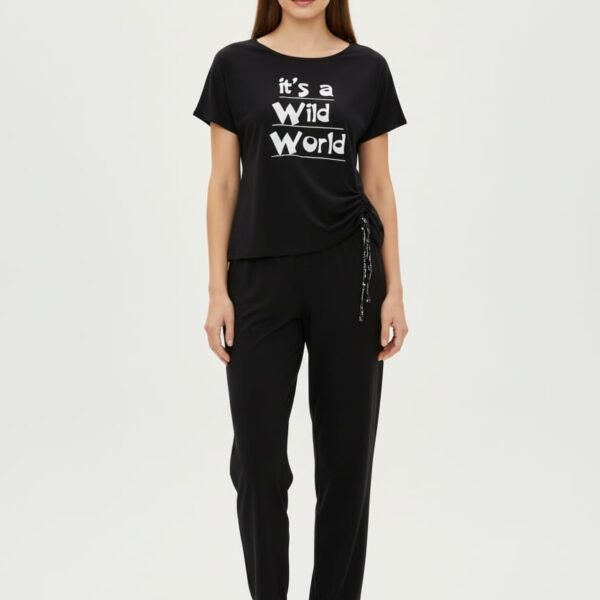 Bayan Siyah WİLD Pijama Takım