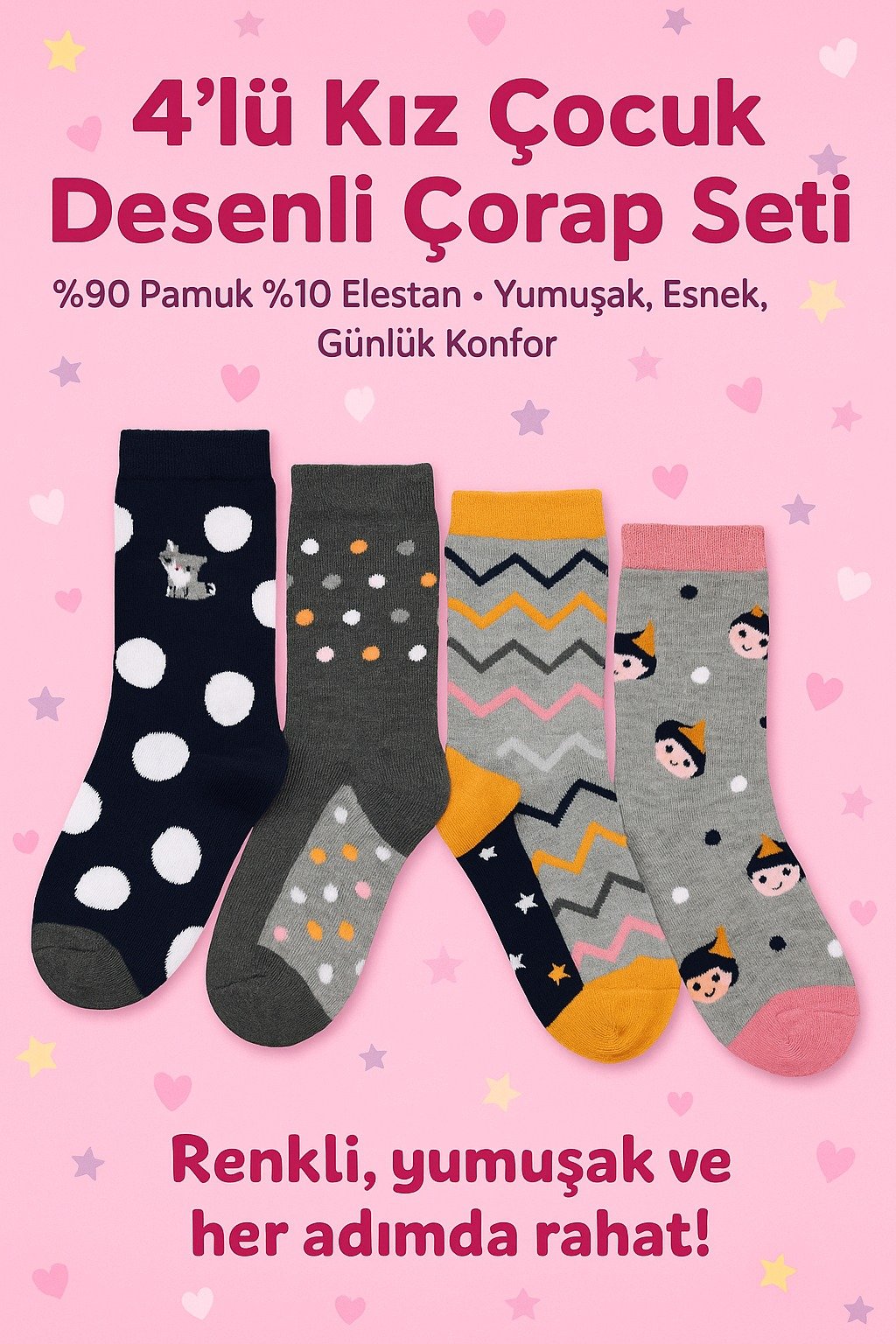 WhatsApp Image 2025-10-28 at 23.22.11 Penye Garson Kız Çocuk 4lü Çorap set - Görsel 1