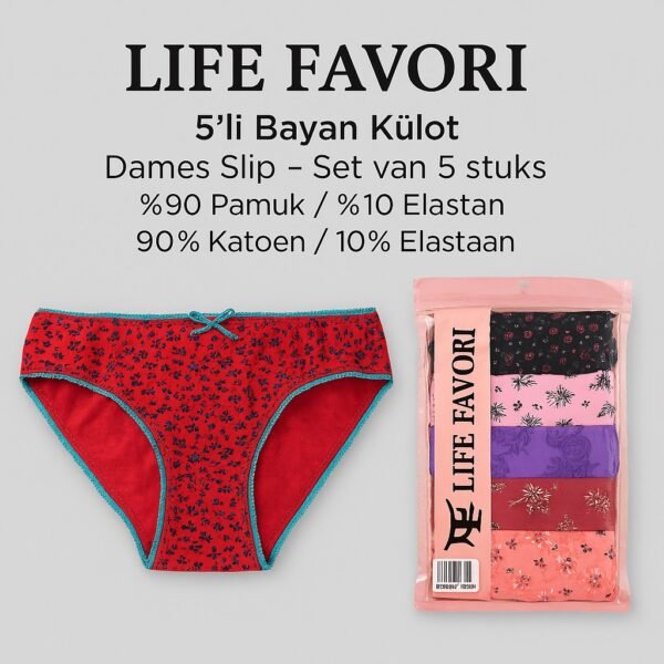 Bayan Çiçek Desenli 5 li Külot