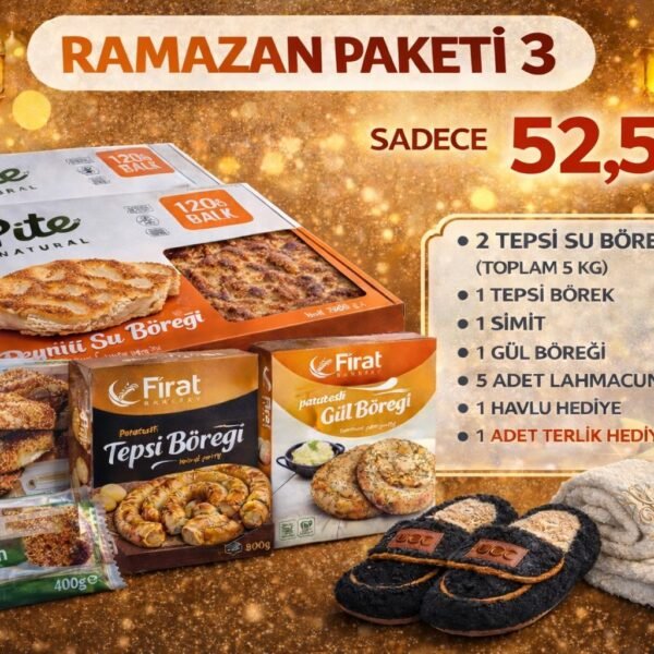 🌙 Ramazan Paketi 3 : Lahmacun, Simit ve Börek Dolusu Çifte Hediyeli Dev Paket! (Fırsat Ürünü)